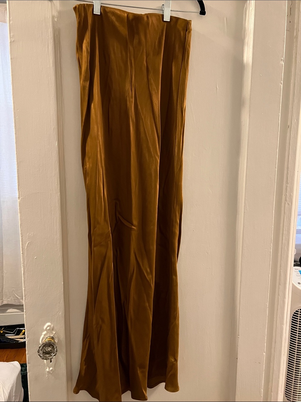 Anthropologie Tilda Satin Maxi Skirt in Caramel